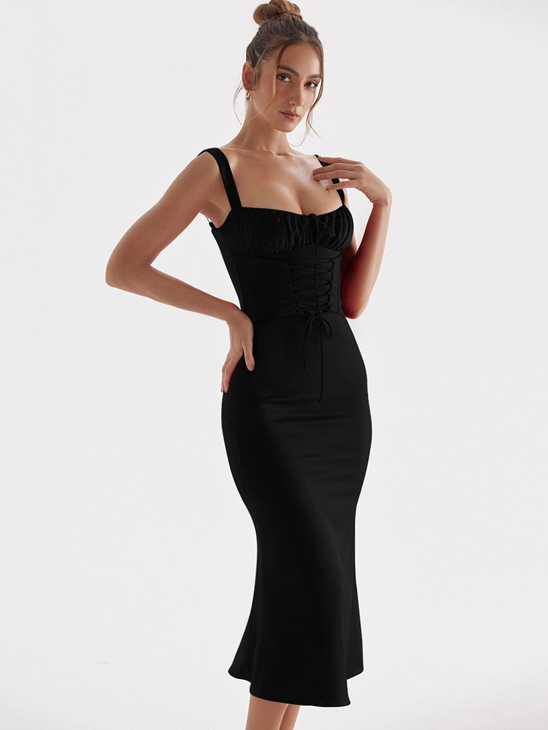 Levoire | Corset À Lacets Sans Bretelles Robe Midi