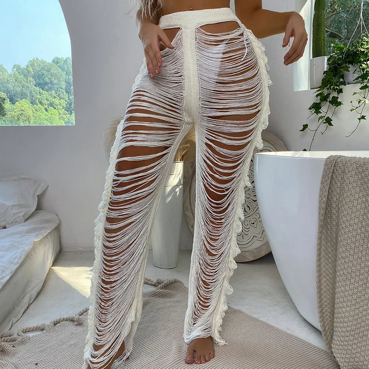Levoire | Pantalon De Plage En Tricot Blanc