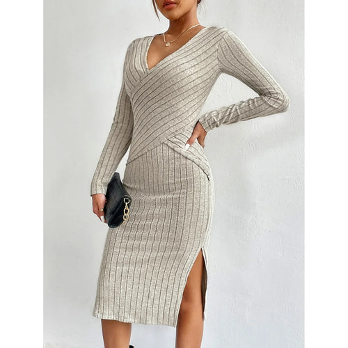 Levoire | Robe Portefeuille En Tricot À Côtes Élégante