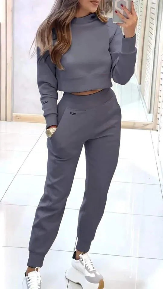 Levoire | Ensemble Sweatshirt et Pantalons Longs - Élégant Temps Libre Gris foncé