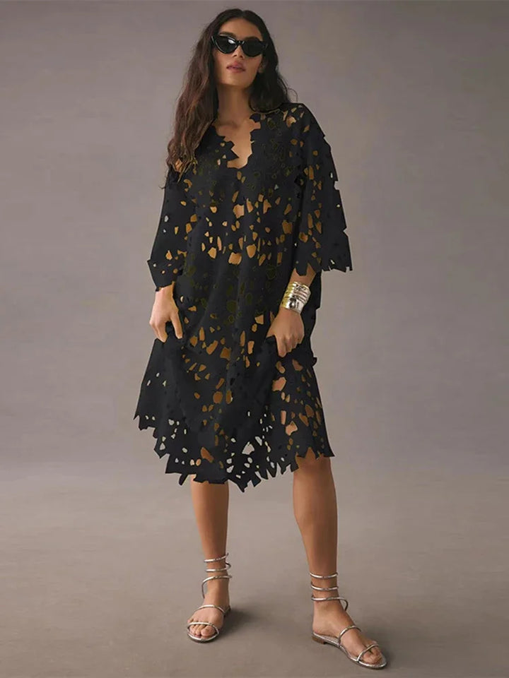 Levoire | Robe En Dentelle Avec Décolleté En V Noir One-size