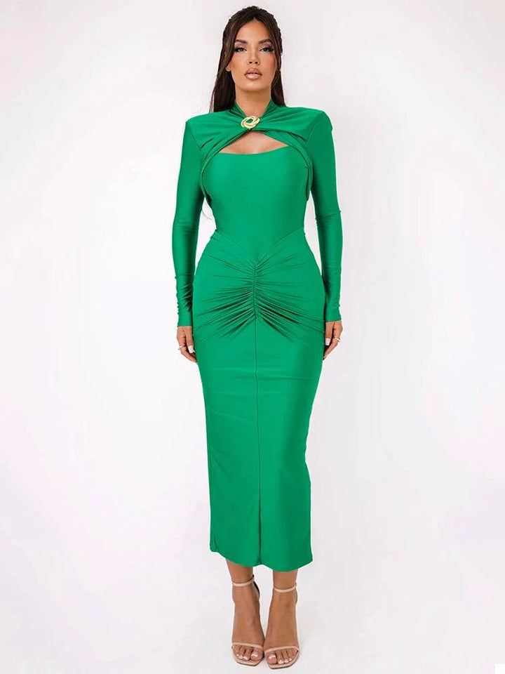 Levoire | Robe Maxi Sexy Avec Fermeture En Métal Vert