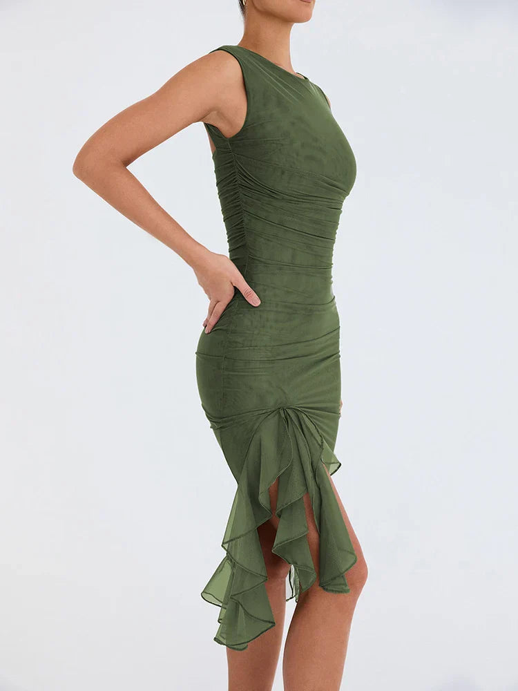 Levoire | Robe Midi Élégante À Volants