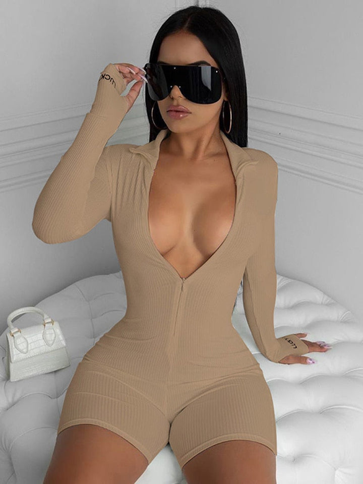 Levoire | Eng Ajusté Zip Combinaison Khaki court