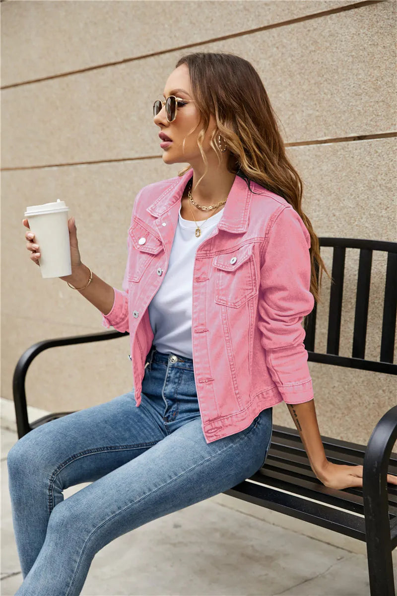 Levoire | Veste En Denim Réversible À Manches Longues Avec Poches Rosa