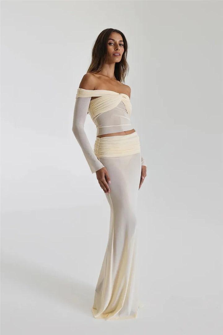 Levoire | Bustier Transparent Sans-Manches Ensemble Crop Et Jupe Longue