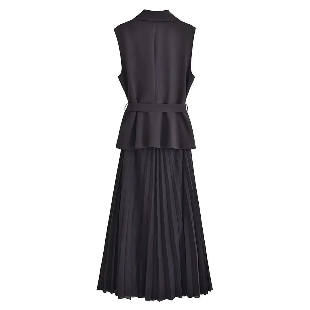 Levoire | Élégante Robe Longue Style Gilet Plissé Pour Femme