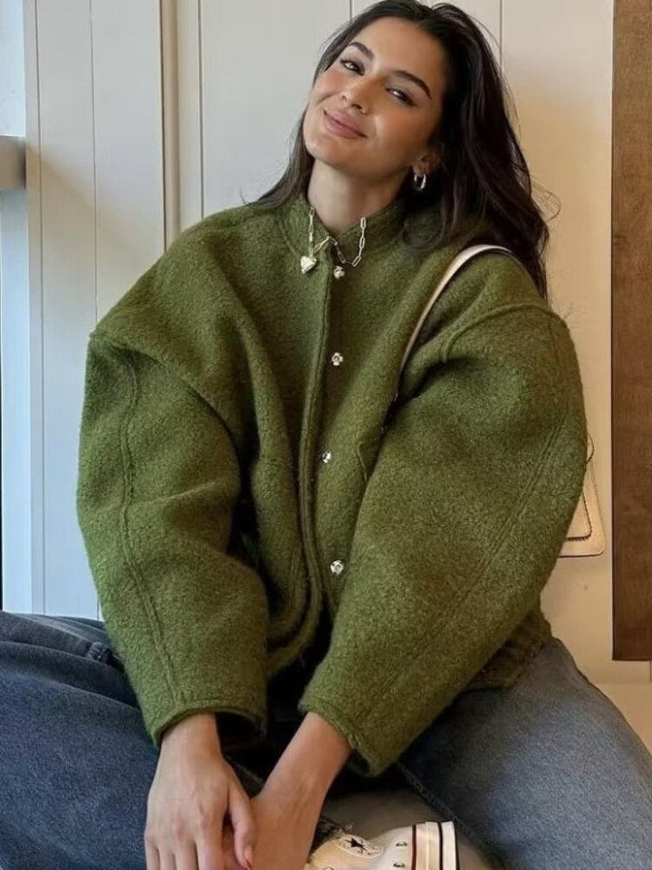 Levoire | Grande Veste En Laine Avec Encolure Ronde Et Bouton