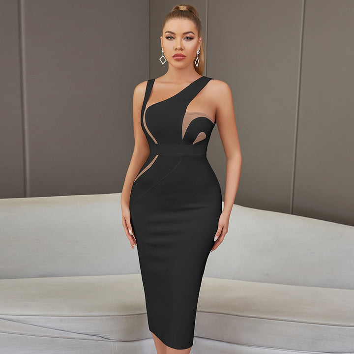 Levoire | Haut Sans Bretelles Dos Ouvert Midi Bodycon Robes Noir