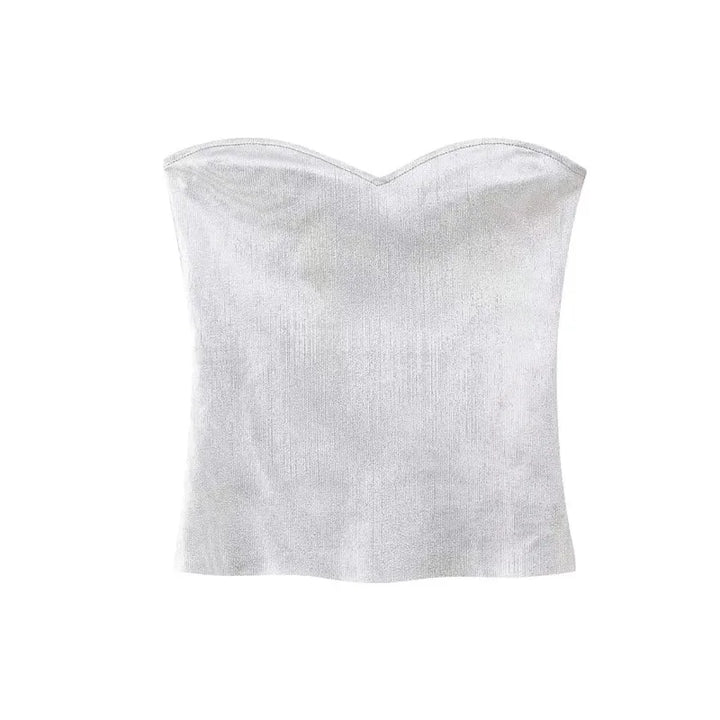Levoire | Bandage Metallic Shine Tricot Corset Top Argent