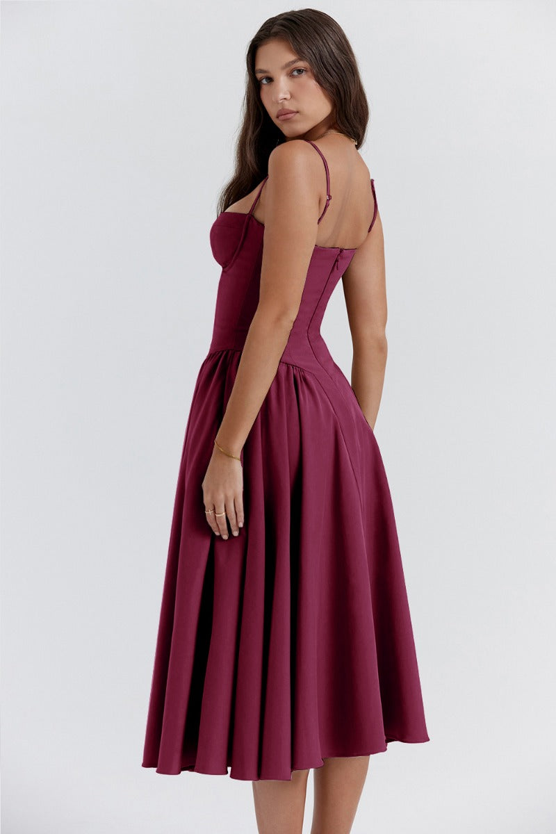 Levoire | Chic Robe D'Été Midi Sans Manches Avec Découpe Corset