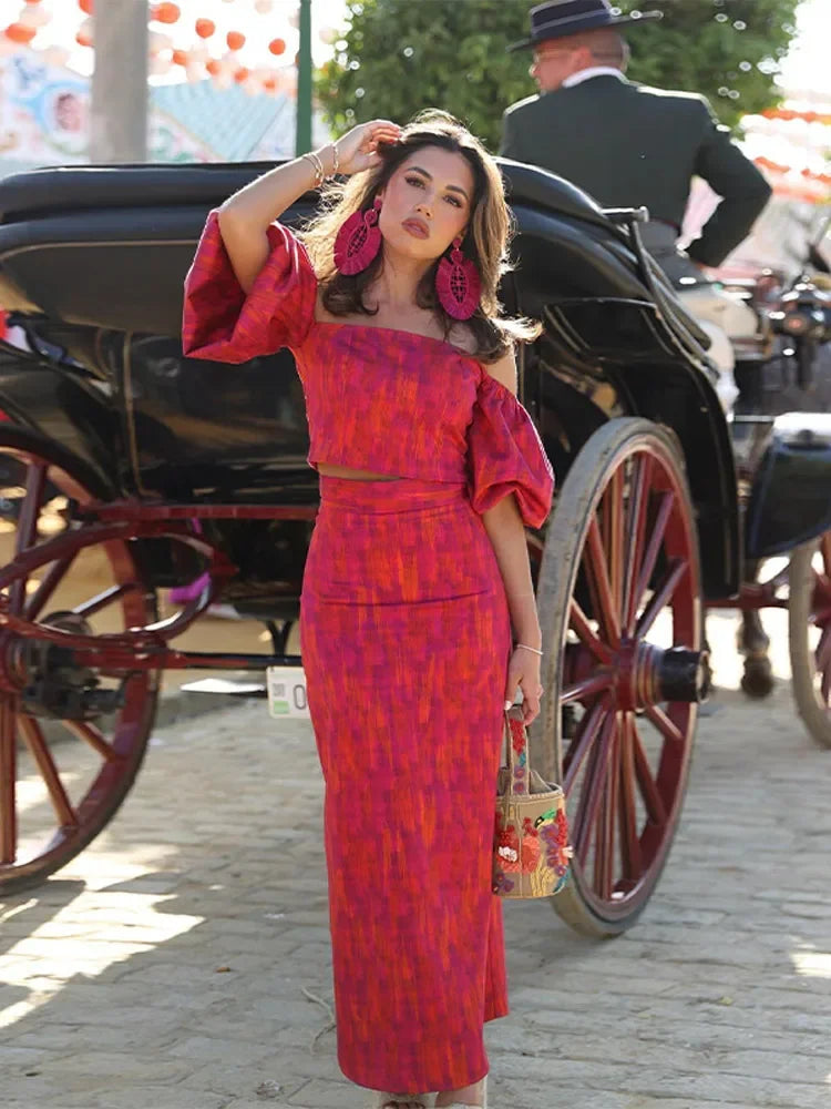 Levoire | Robe Longue À Manches Courtes Yard Off Shoulder Puff