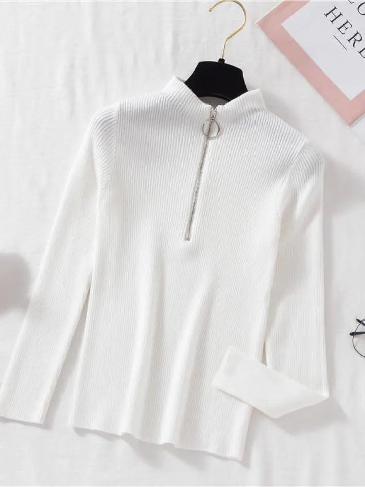 Levoire | Pull Vintage Femme Avec Zip Blanc Taille Unique