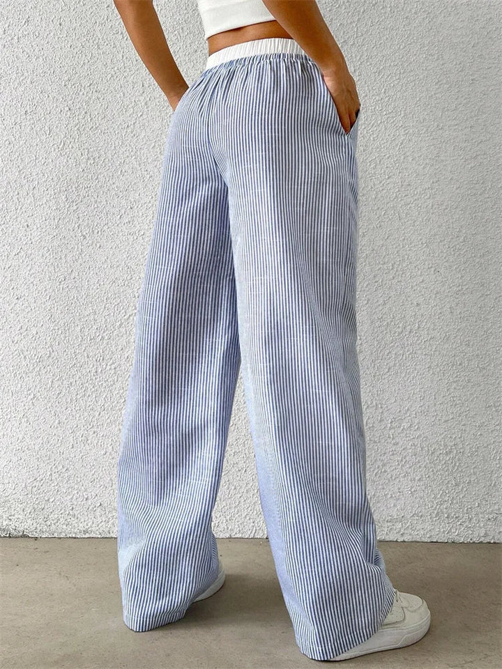 Levoire | Pantalons Confortables Avec Jambe Large Et Imprimé Rayé