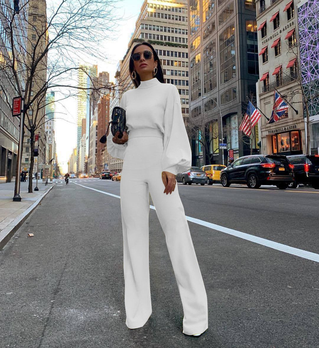 Levoire | Blouse En Fourrure Avec Pantalons Larges Blanc