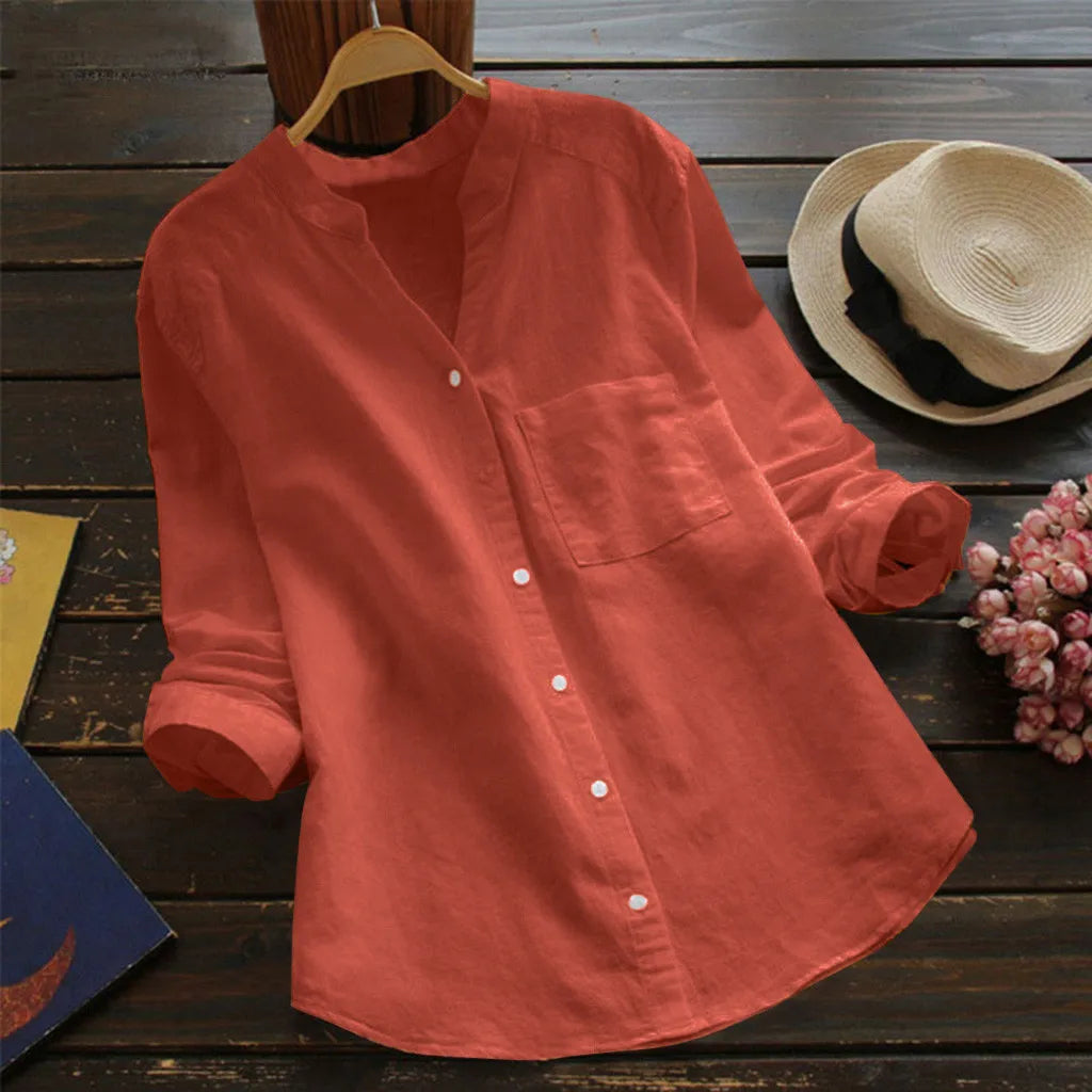 Levoire | Chemise En Lin Élégante À Manches Longues Rot