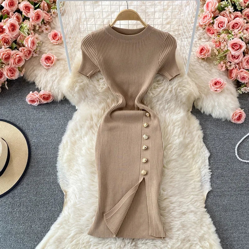 Levoire | Robe Moulante Tricot Noir Khaki Taille unique