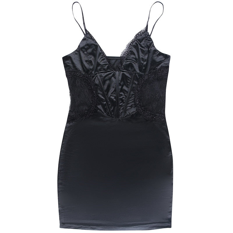 Levoire | Zip Sans Bretelles Profond V-Lace Dos Nu Mini Robe