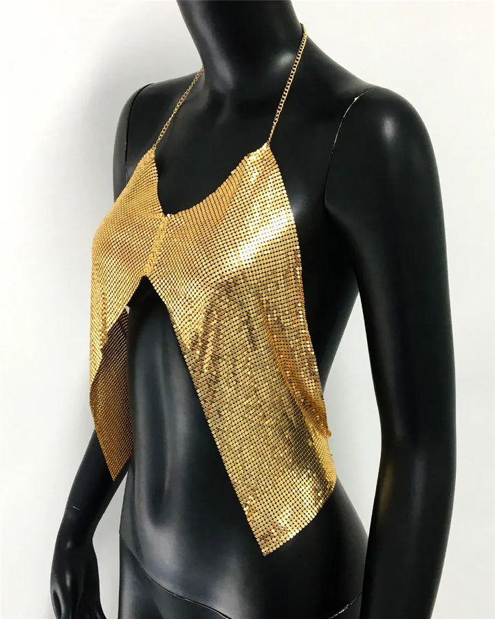 Levoire | Haut Coupe Halter À Paillettes Métalliques