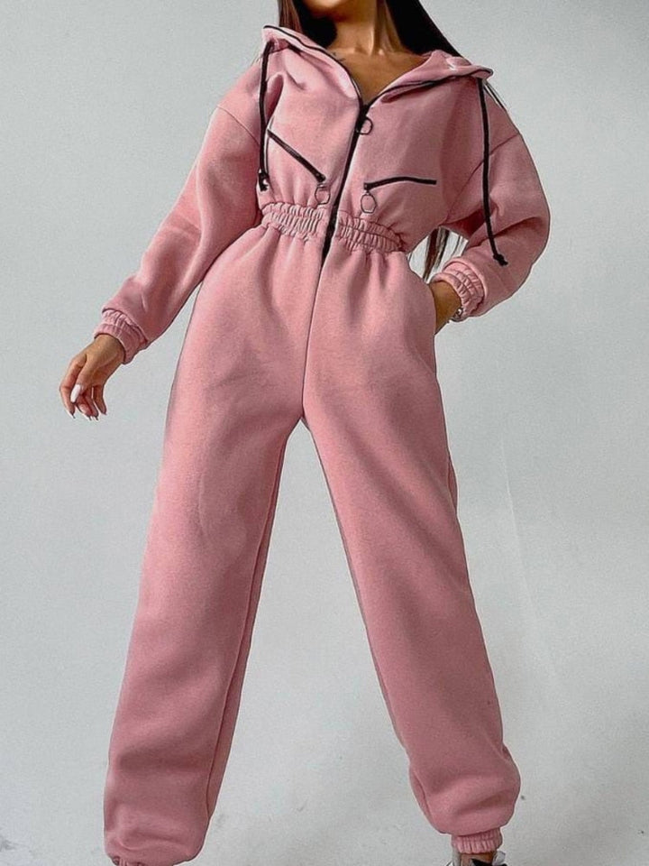 Levoire | Combinaison Tendance Avec Capuche En Sweat Pour Femmes Rose clair