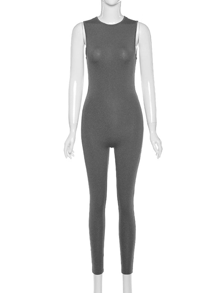 Levoire | Salopette - Une Combinaison Bodycon Unique Et Très Élégante Gris - sans manches (ÉPUISÉ)