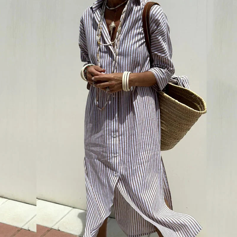 Levoire | Robe Chemise Rayée Gris