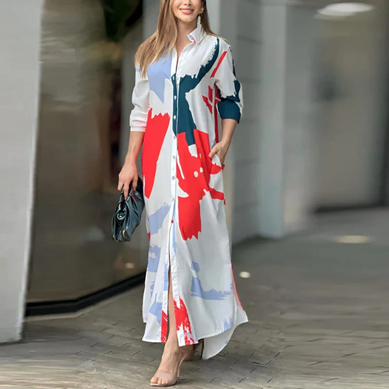 Levoire | Robe Élégante Coupe Cintrée Blanc & Rouge