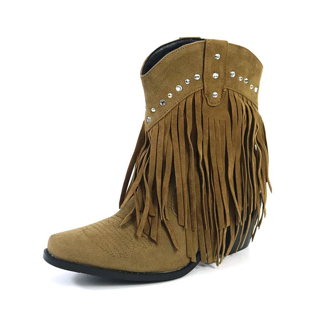 Levoire | Bottines Cowboy Avec Franges Noir 2