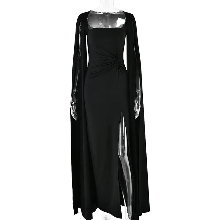 Levoire | Robe Longue À Manches Cape Avec Fente