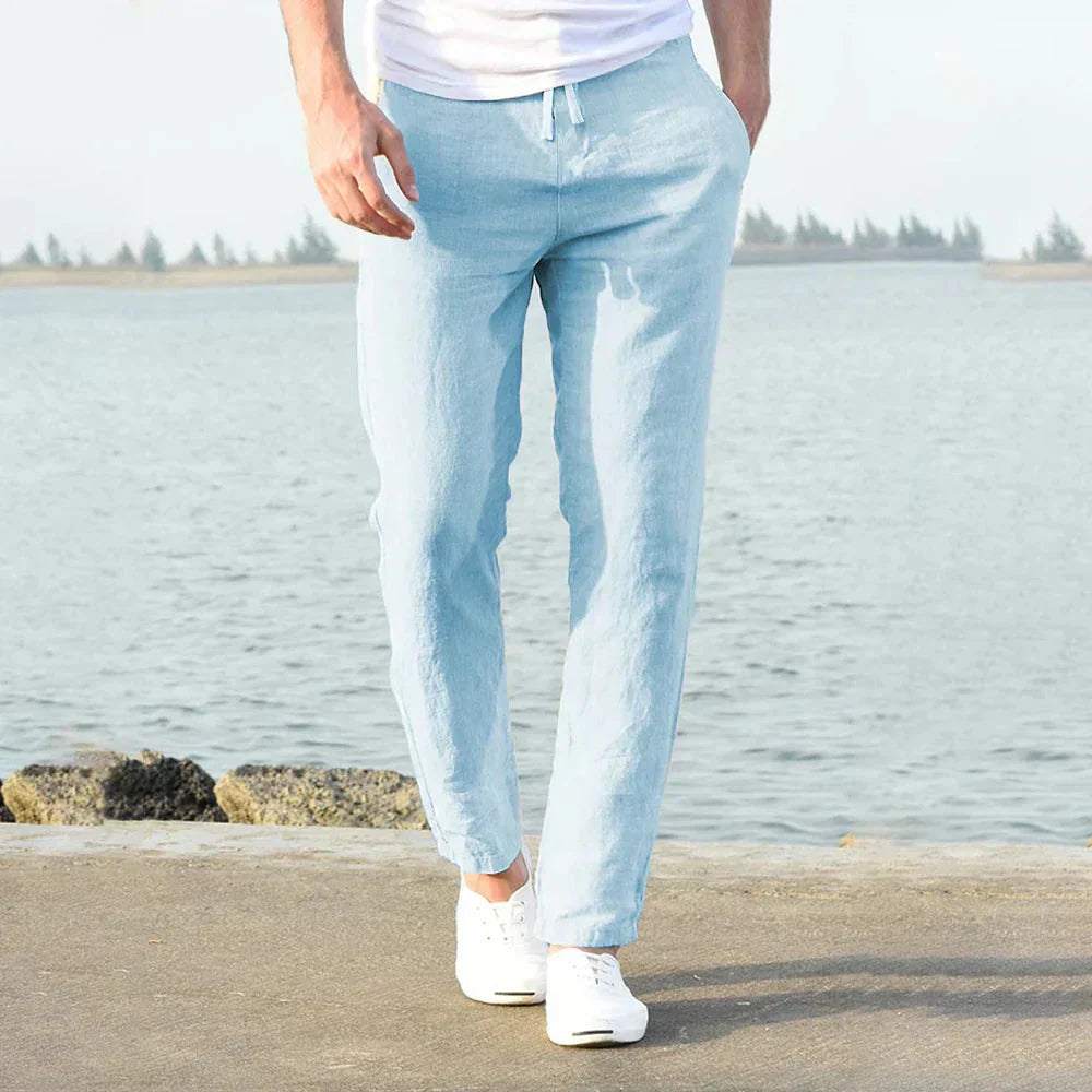 Levoire | Pantalons D'Été En Lin Pour Hommes Bleu