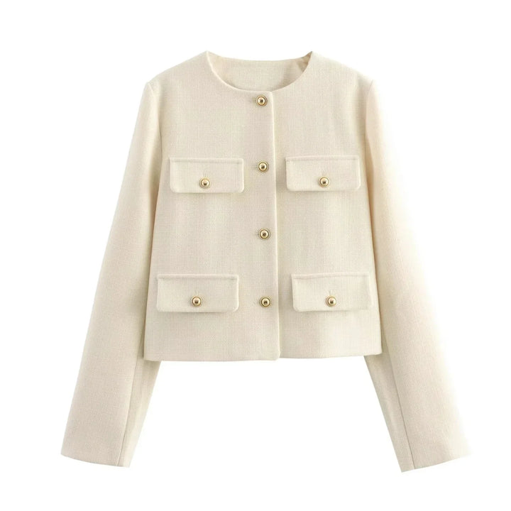 Levoire | Virale Luxe Veste Avec Boutons En Or Abricot