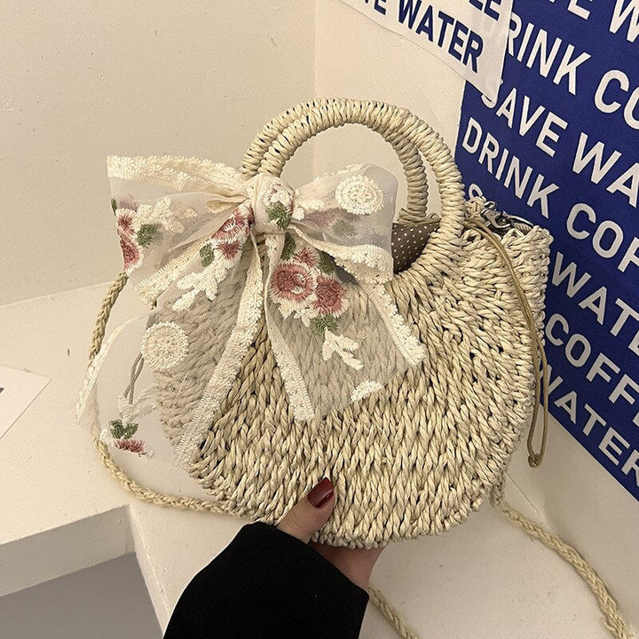 Levoire | Sac À Bandoulière En Rotin - Un Sac Élégant Et Estival Pour Femmes Beige avec écharpe