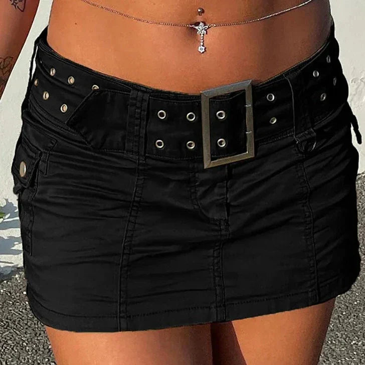 Levoire | Y2K Ceinture Basse Taille Micro Jupe noir