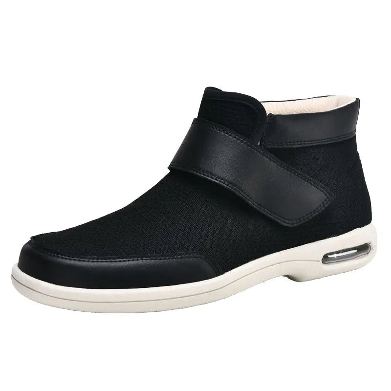 Levoire | Confortable Chaussure Large Pour Les Pieds Enflés Avec Fermeture Velcro Pour Hommes Noir