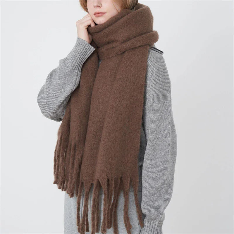Levoire | Écharpe De Luxe En Cachemire Pour Femme Avec Franges Kaffee