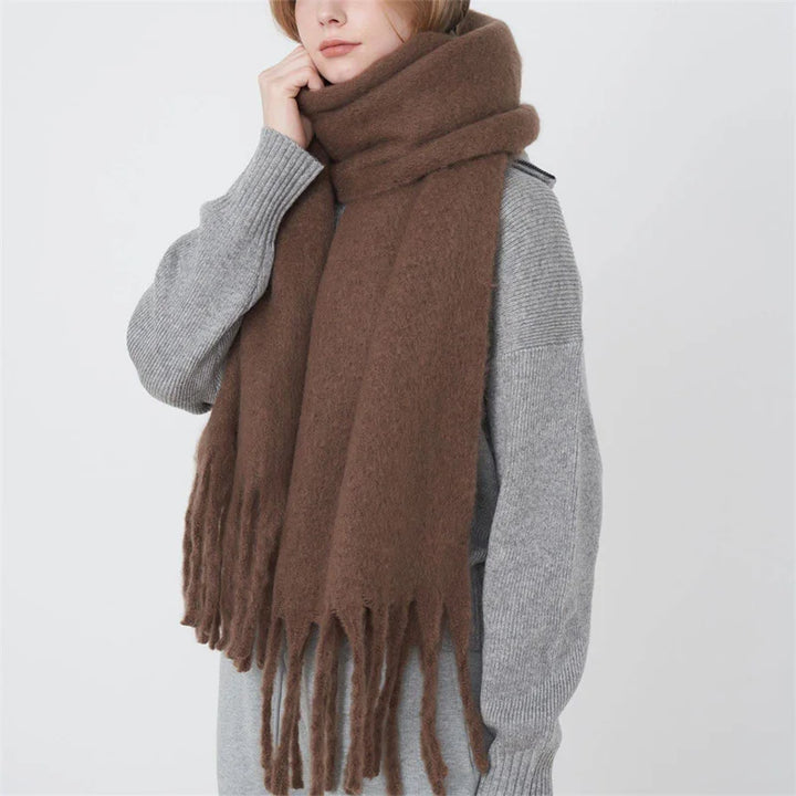 Levoire | Écharpe De Luxe En Cachemire Pour Femme Avec Franges Kaffee