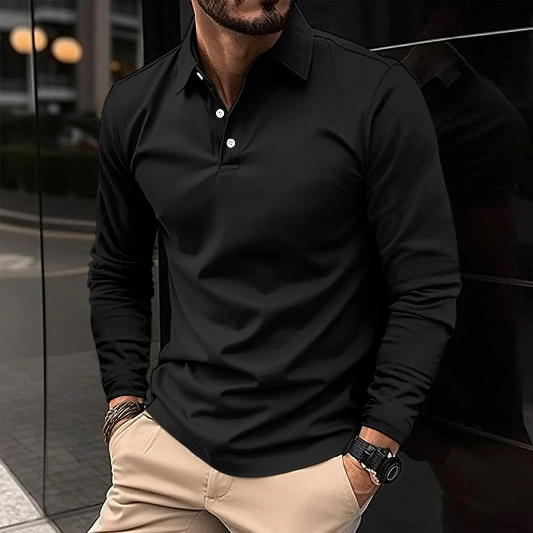 Levoire | Chemise Slim Fit Demi-Boutonnage Noir