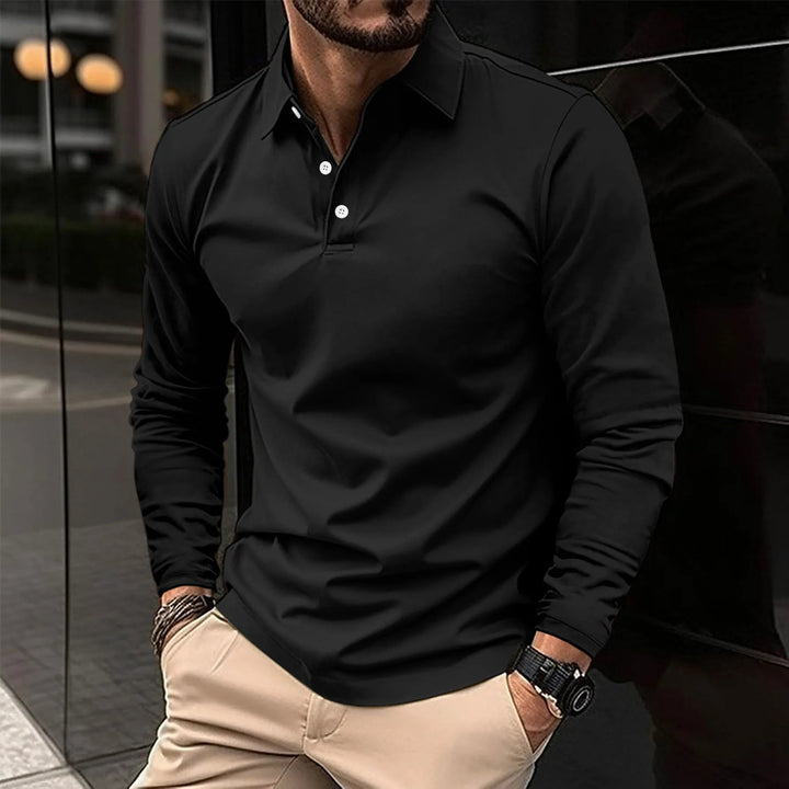 Levoire | Chemise Slim Fit Demi-Boutonnage Noir