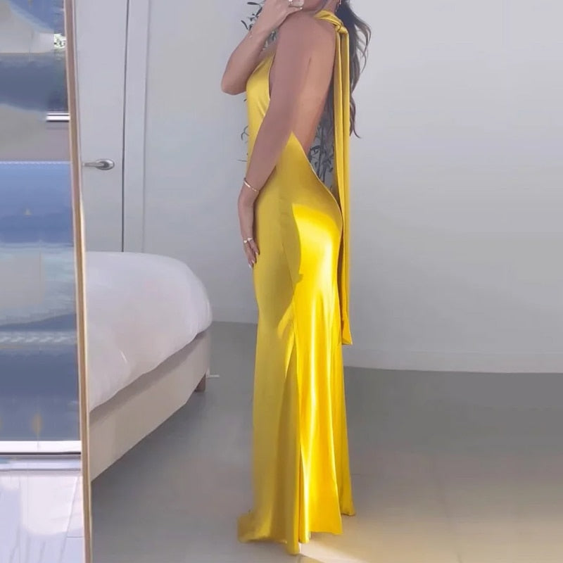Levoire | Robe Maxi Dos Nu Caleçon À Halter Gull Kauffe