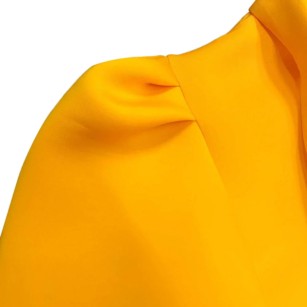 Levoire | Col Côté Bouffant Manches Courtes Robes Longues