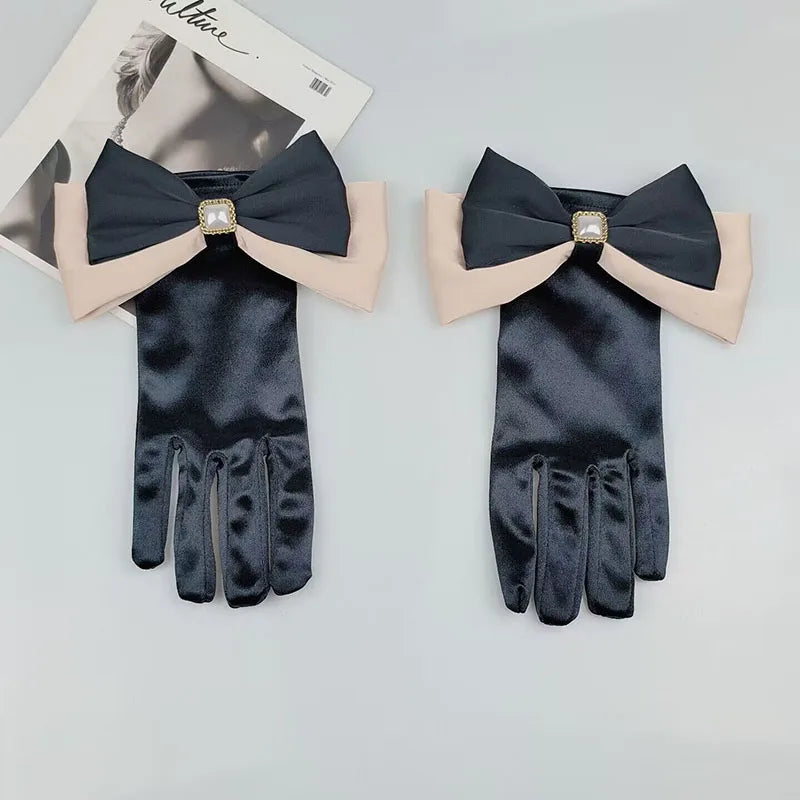 Levoire | Récolte Vintage Gants Courts En Satin Noir Hepburn Noir D Taille unique