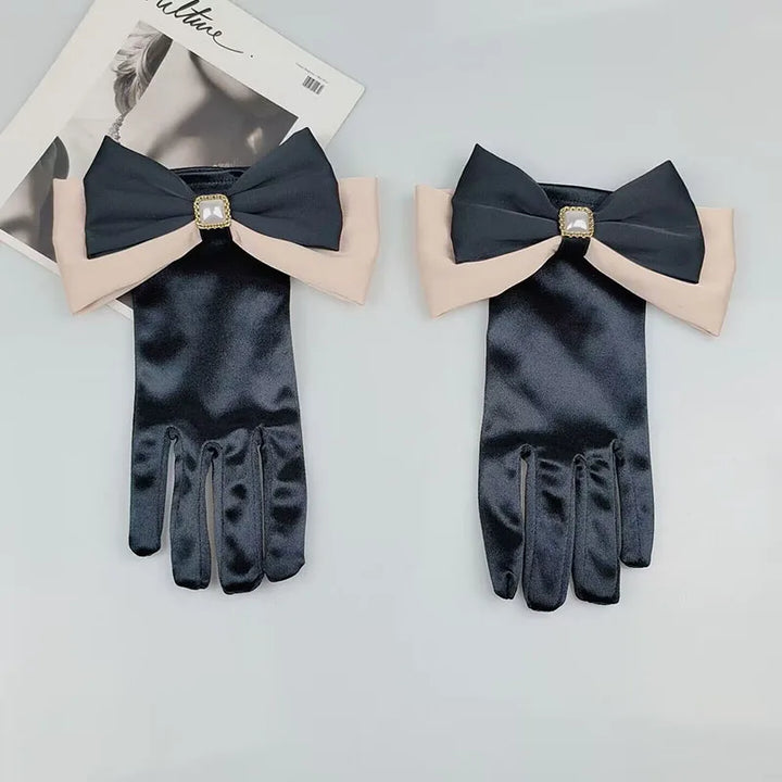 Levoire | Récolte Vintage Gants Courts En Satin Noir Hepburn Noir D Taille unique