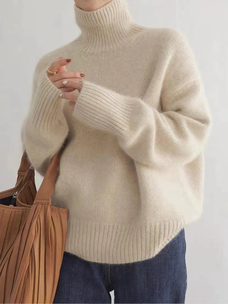 Levoire | Pull col roulé en cachemire premium beige (Seulement 8 pièces restantes)
