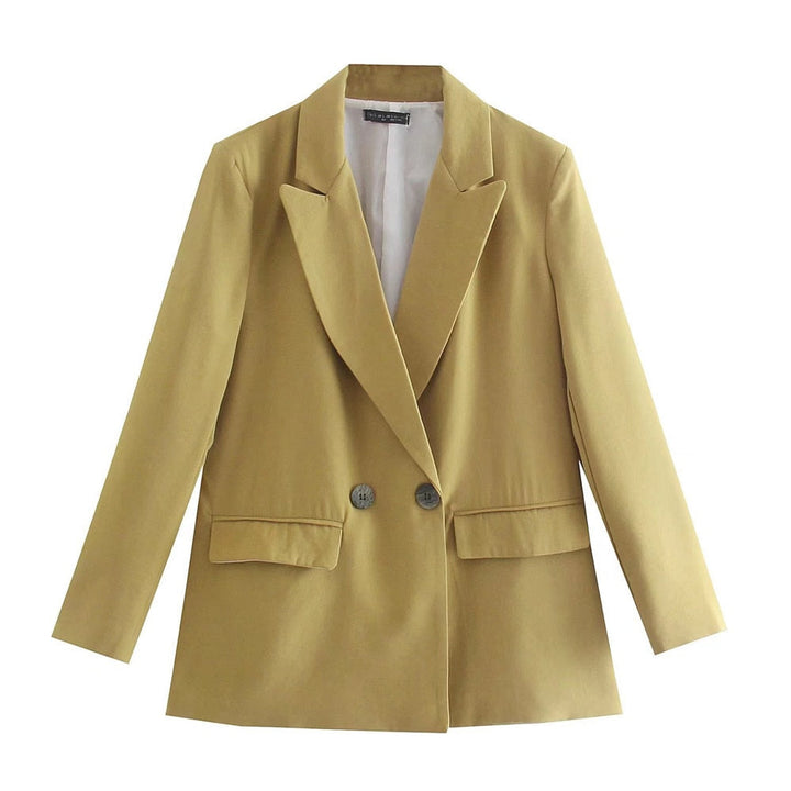 Levoire | Blazer Double Boutonné Élégant Pour Femmes Jaune