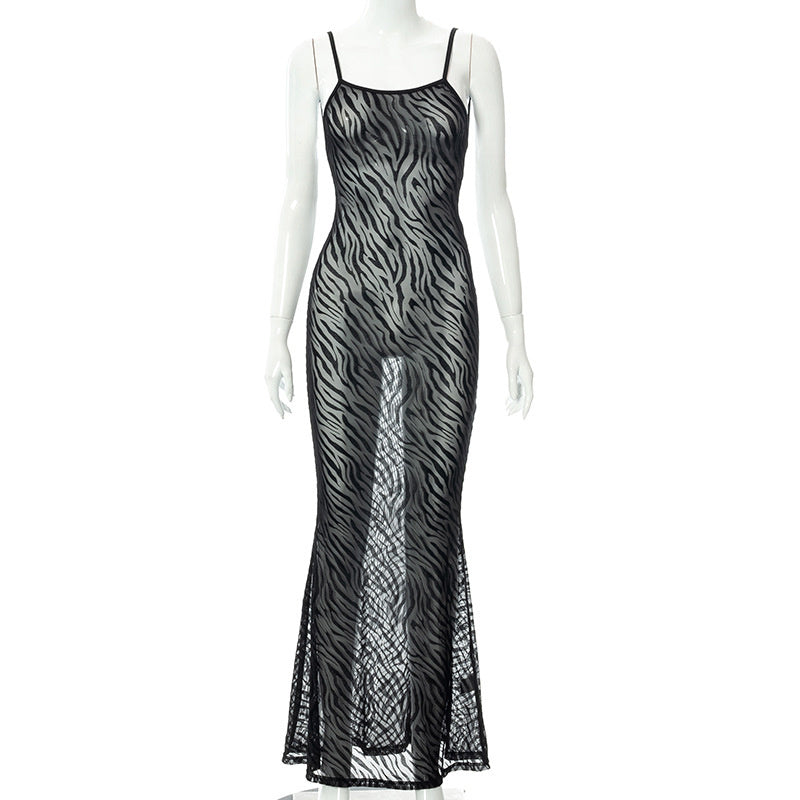 Levoire | Robe Maxi En Maille Zebra