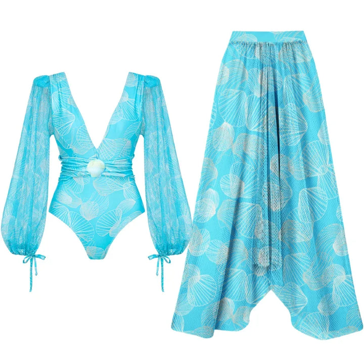 Levoire | Maillot De Bain À Manches Longues Avec Jupe Pour Un Look De Plage Élégant Maillot de bain et jupe
