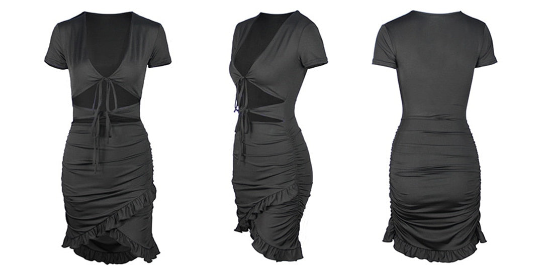 Levoire | Dyp V-Mini Robe Sans Manches Ceinture Ajustable