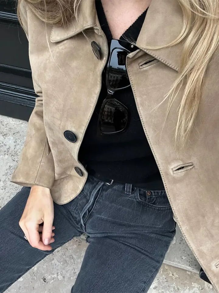 Levoire | Veste Réversible Marron Pour Femmes, Mode Artistique Rétro, Avec Poches
