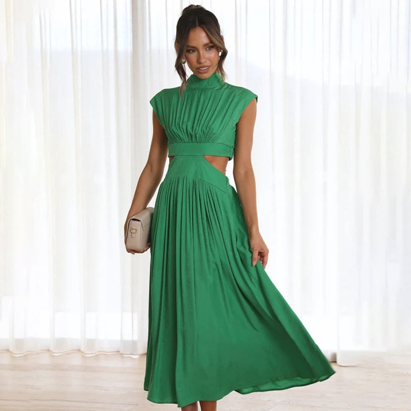 Levoire | Robe Courte Taille Haute Décolletée Vert 1