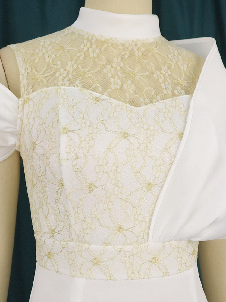 Levoire | Off-Shoulder Épaules-Lace Resirkulert Midi Robes